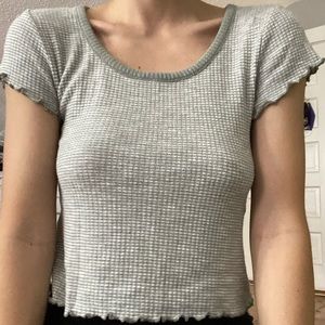 gray striped crop top